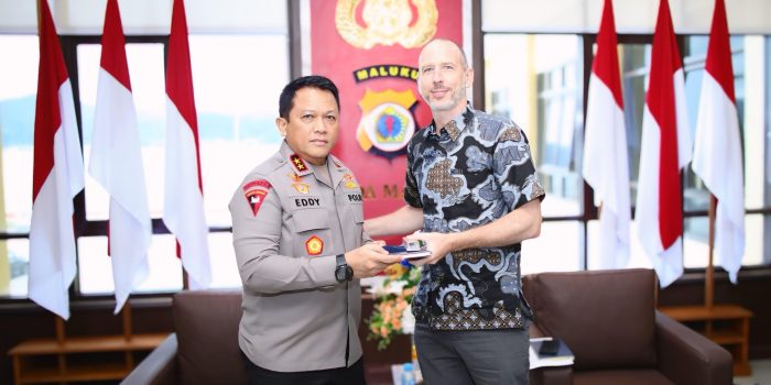 Kapolda Maluku Terima Kunjungan AFP, Div Hubinter dan Bareskrim Polri, Bicara Penanggulangan Penyelundupan Orang