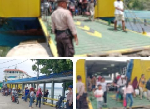 Personel Polairud Polda Maluku Amankan Arus Balik Lebaran di Pelabuhan Hunimua Liang