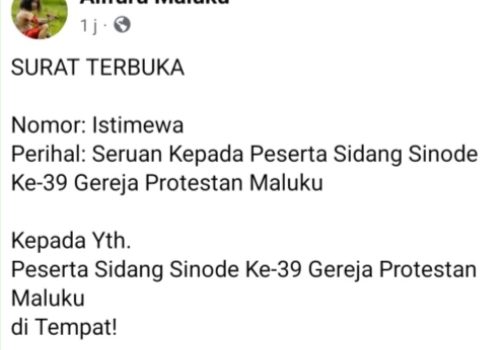 Surat Terbuka Untuk Sidang Sinode Ke 39 Gereja Protestan Maluku (GPM)