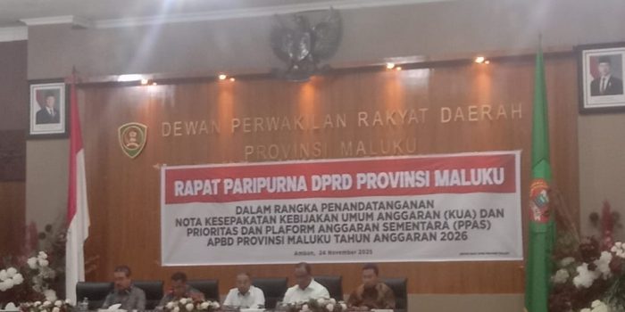 Rapat Paripurna DPRD Provinsi Maluku Dalam Rangka Penandatanganan Nota Kesepakatan Kebijakan Umum (KUA), Prioritas Dan Plaform Anggaran Sementara (PPAS) APBD Provinsi Maluku Tahun Anggaran 2026