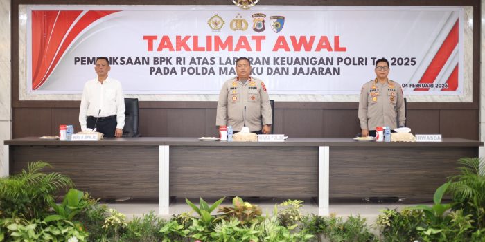 Wakapolda Maluku Buka Taklimat Awal Pemeriksaan BPK RI: Perkuat Transparansi dan Akuntabilitas Keuangan Polri TA 2025