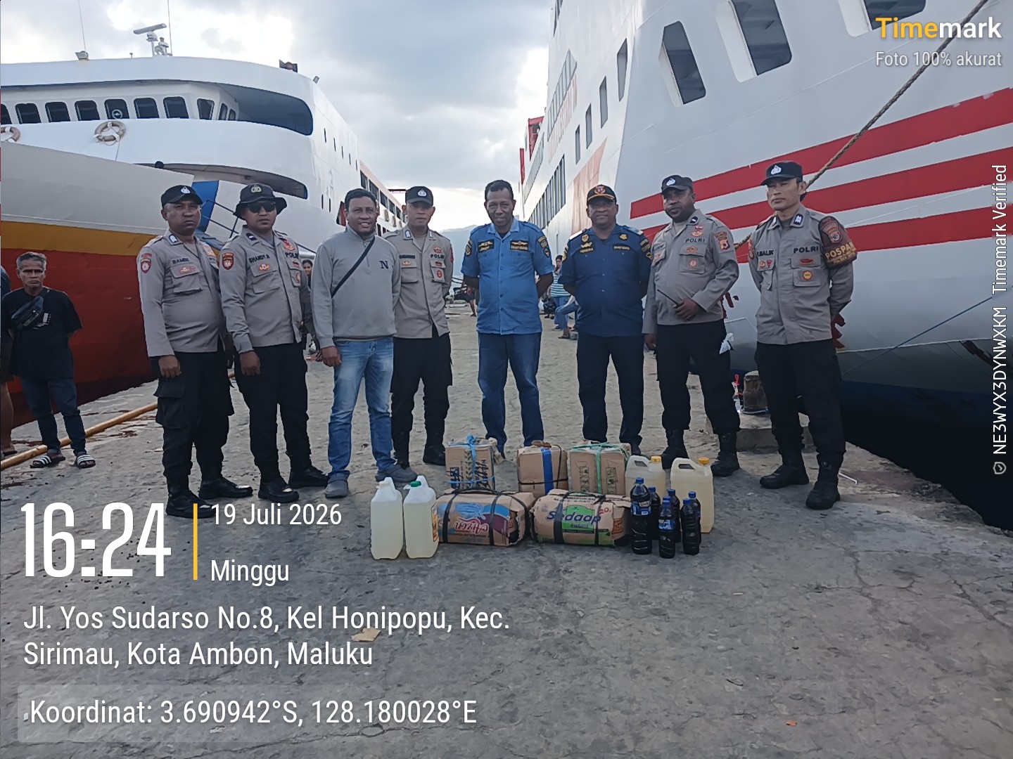 Polsek KPYS Ambon Amankan 130 Liter Sopi dalam KRYD di Pelabuhan Yos Sudarso