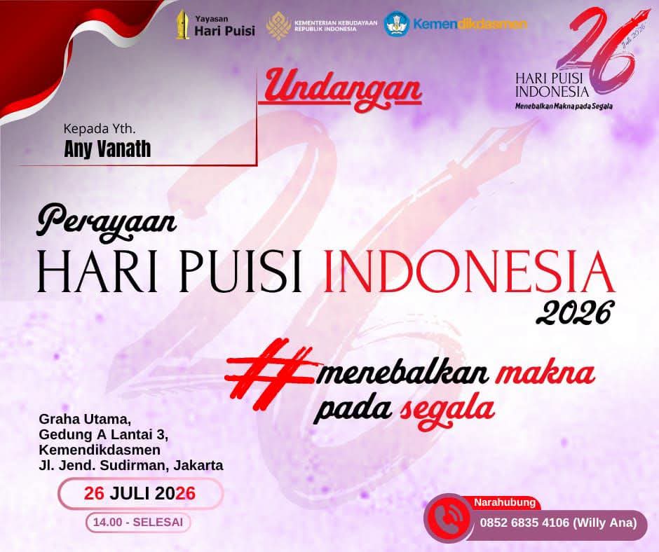 Istri Wagub Maluku Ani Vanat Baca Puisi di Peringatan Hari Puisi Indonesia 2026